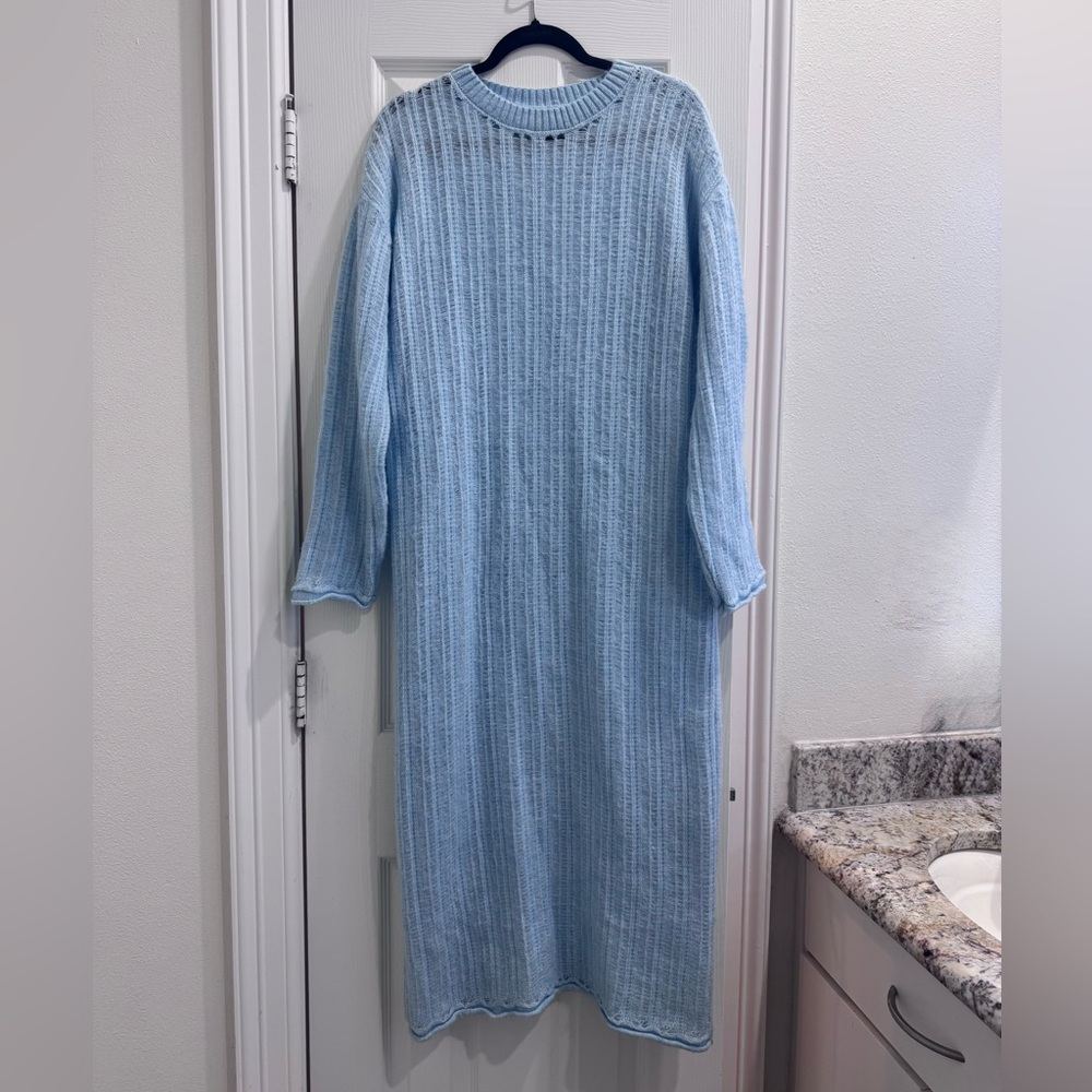 Oversized Light Blue Sweater Dress